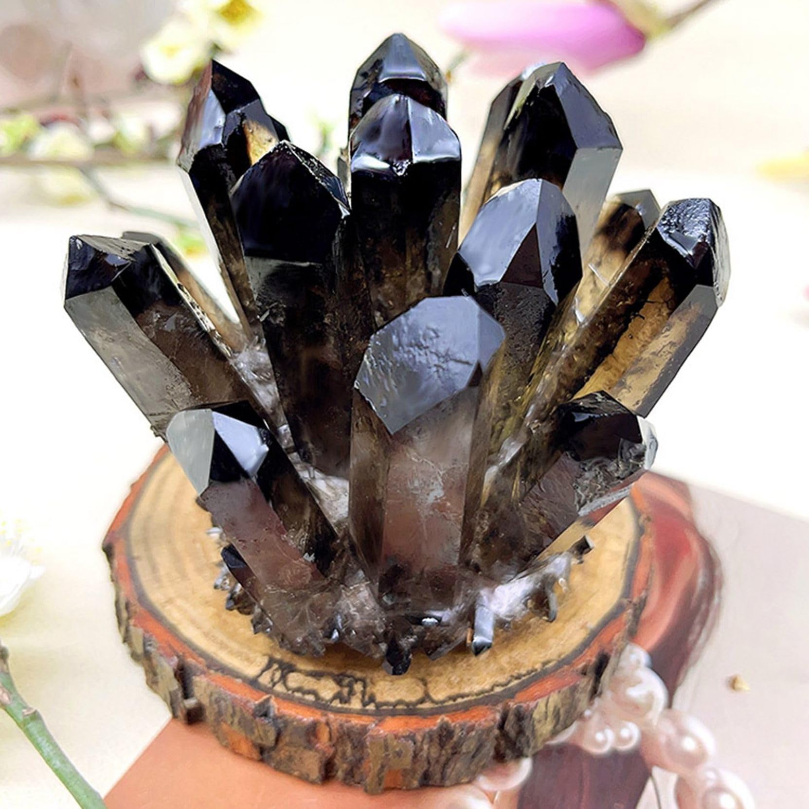 Amazon.co.jp: クリスタル 天然水晶 黒水晶 茶色水晶 天然石 六角柱 