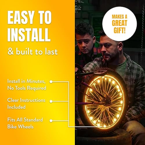 Miniatura 6 de Activ Life Luces LED para rueda de bicicleta con pilas incluidas. Obtén 100% más brillantes y visibles desde todos los ángulos para la máxima