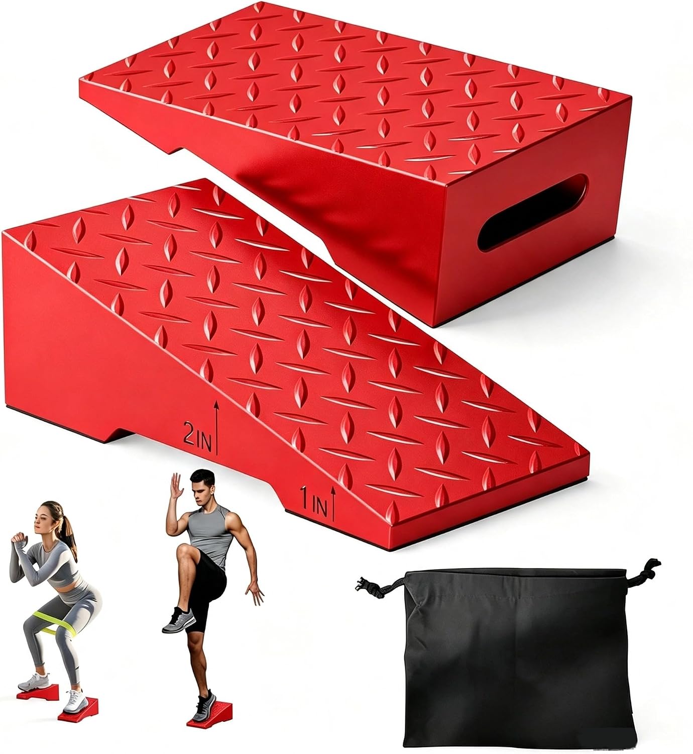 Steel Squat Wedge, 2 Pcs 800 lbs Max Capacity Block for Deeper Squat | 16° Ergonomic Heel Elevation, Non-Slip Feet, Anti-Slip Textured Top, Easy to Carry, Weightlifting, Foot Stretches, Home Gym