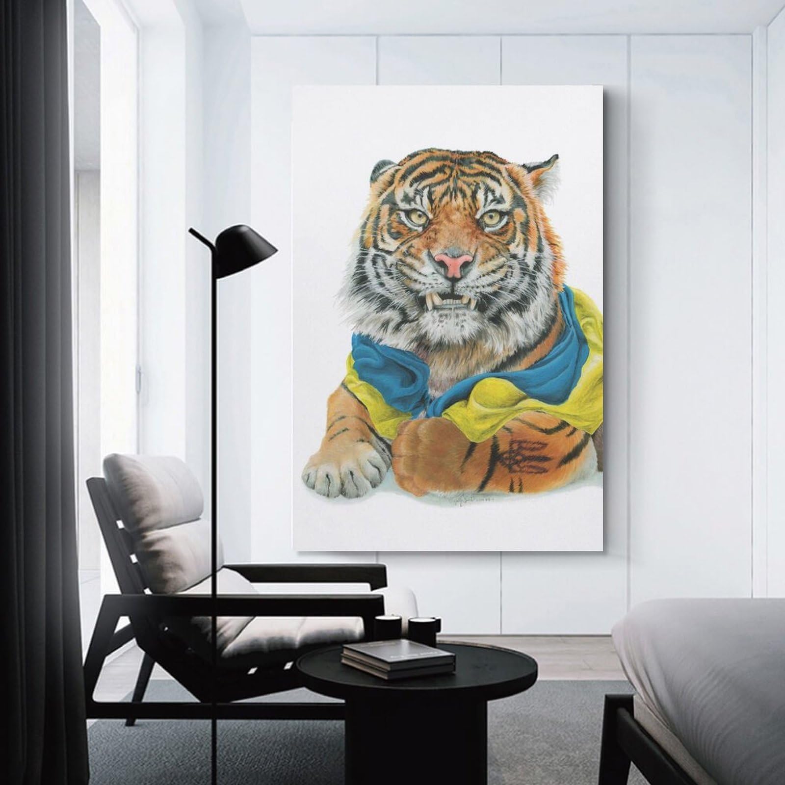 Junmoney Ukrainian Tiger Canvas Art Print 20x30inch(50x75cm), for New Homes, Bedrooms Or Workspaces, Gift Idea for Housewarming And Birthdays