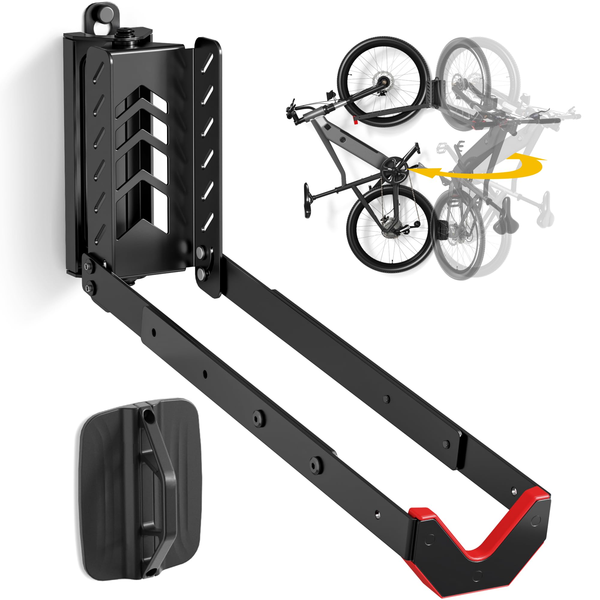 monTEK Swivel Bike Wall Mount, No Heavy Lifting Required Bike Wall Mount, Bike Hangers for Garage, Space-Saving Bike Rack Garage, Easy to Load and Unload, Bike Hanger Can Hold Up to 77 lbs