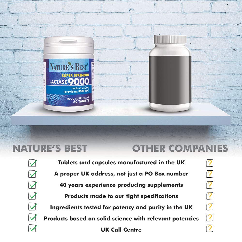 Super Strength Lactase Tablets 9000 FCC Enzyme Units Max Strength