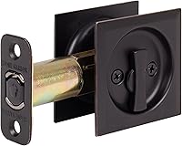 Vista 2 de Stone Harbor Hardware Cerradura de puerta de bolsillo cuadrada contemporánea, función de privacidad, fondo de 2-3/4", bronce vintage