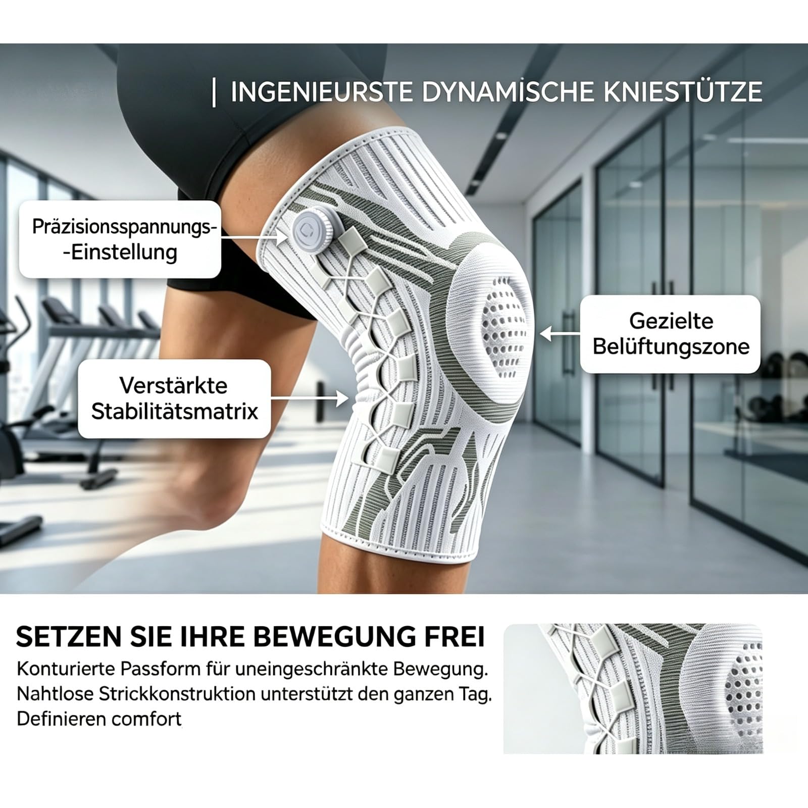 Vilaoknie Bandage Mit Drehverschluss, Verstellbare Kniebandage Mit Patellarschutz Für Sport Und Alltag (Schwarz - rechts,XXL)