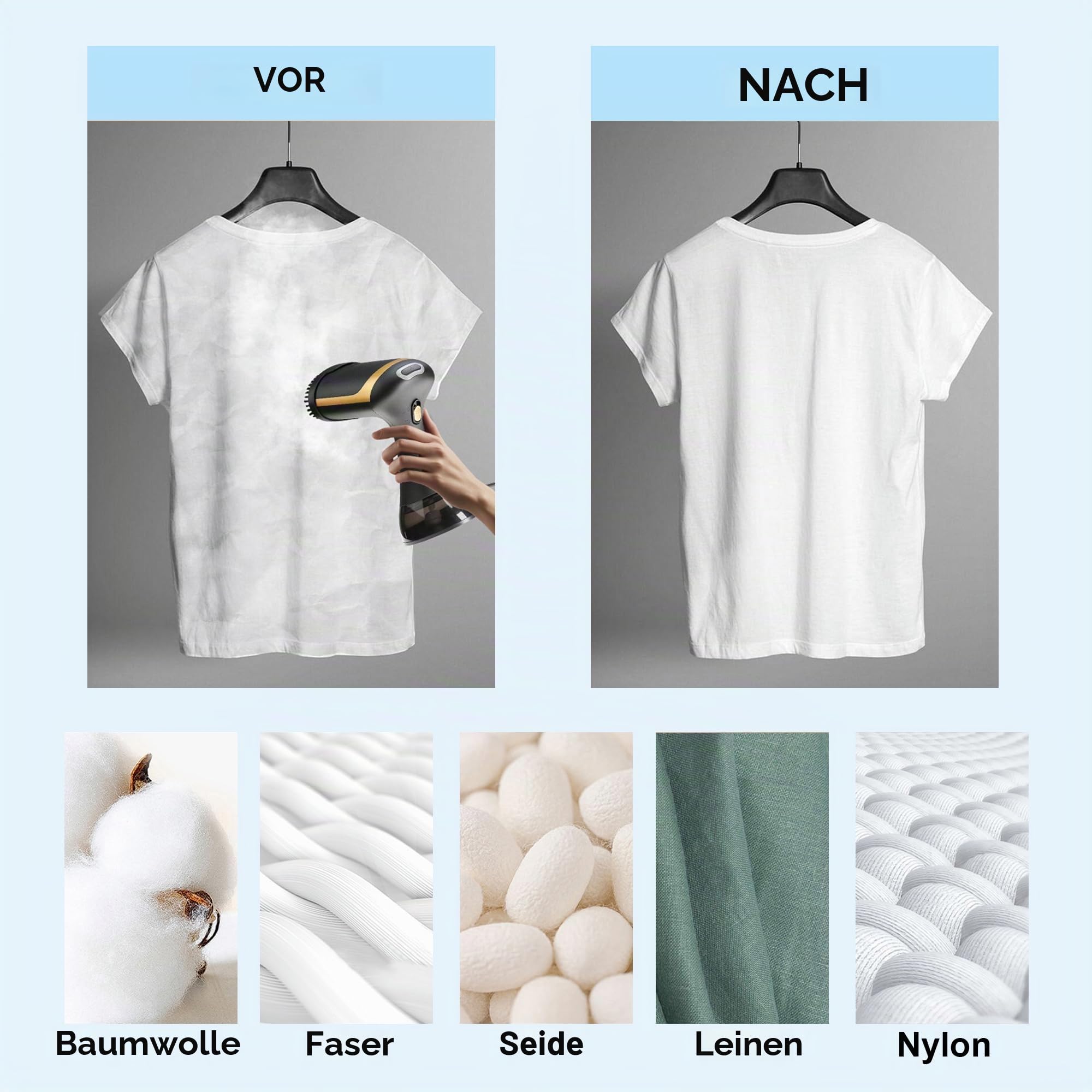 Dampfglätter Kabellos Handbügeleisen Dampfglätter Reise 1500W mit 350ml Dampfbürste Steamer Reise Wassertank Kompakter Handdampfglätter, Ideal für Reisen und Haushalt