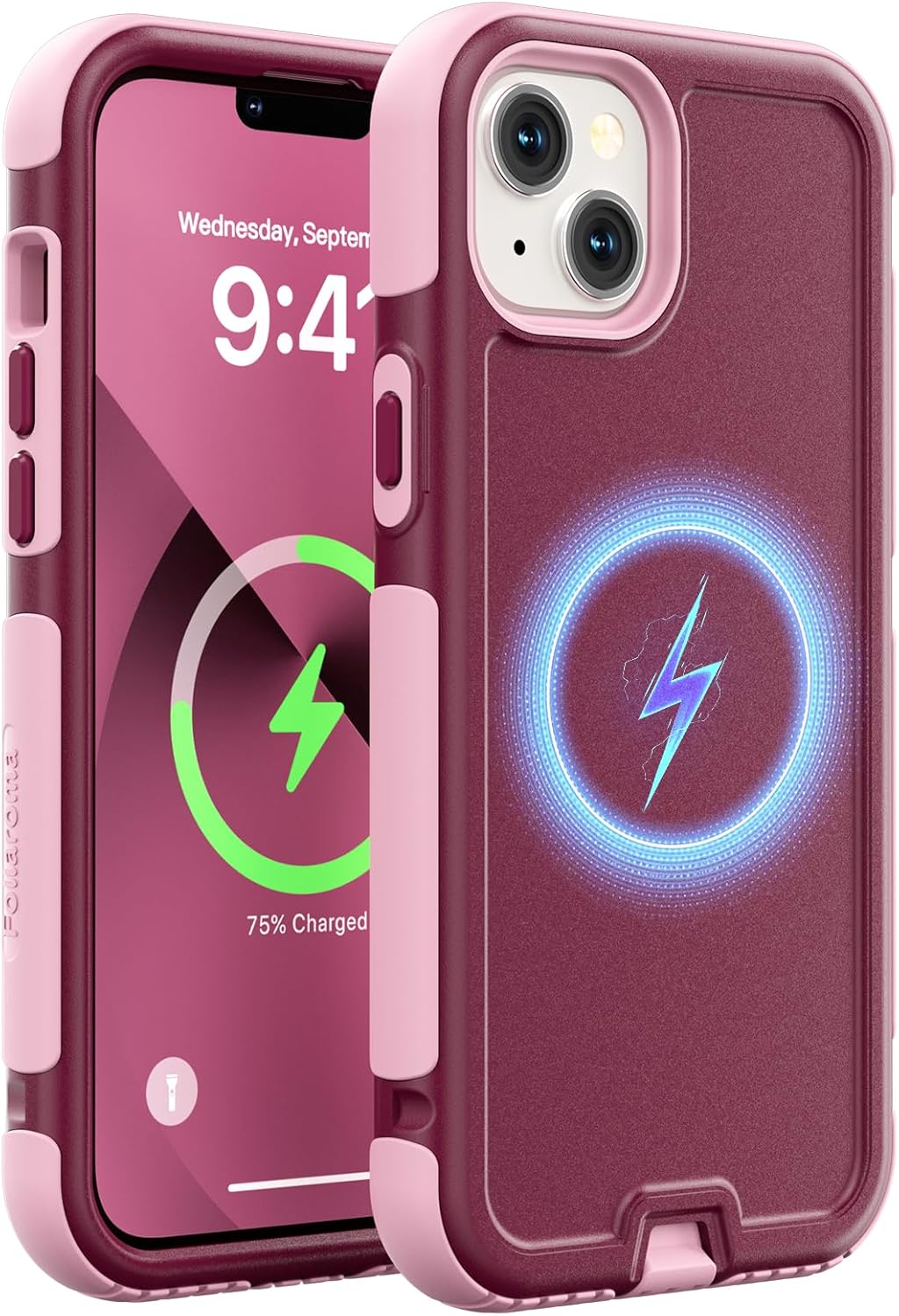 Follaroma for iPhone 13 Case, Compatible with MagSafe, Heavy Duty Shockproof Protective Phone Case, Anti-Drop Protection, Dual Layer Magnetic Phone Cover for iPhone 13, 6.1", Hot Pink