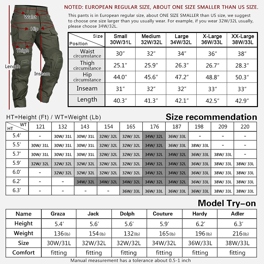 IDOGEAR G3 Pantaloni da Combattimento Pantaloni Tattici con Ginocchiere per Uomini Pantaloni Militari da Caccia All'aperto