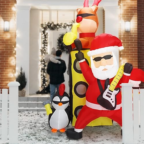 Miniatura 4 de DearSun Luces LED inflables de Navidad de 7 pies con Papá Noel y amigos para celebrar conciertos, decoraciones inflables de Navidad para interiores