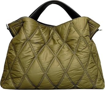 Puffer Tote Bag Puffer Tote Bag for Women, Large Capacity Quilted for Women, Soft Plaid Puffy, Trendy Purse with Adjustable Shoulder Strap