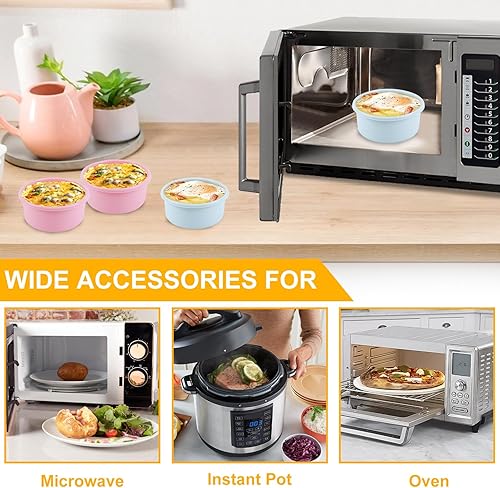 Miniatura 5 de Molde de silicona para freidora de aire, 4 unidades de 4.5 x 2 pulgadas, moldes de silicona antiadherentes reutilizables para huevos, tazas de