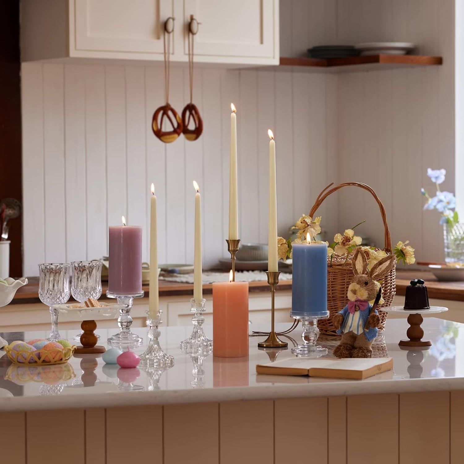 New Burning Formula Unscented Dripless 10-Inch Taper Candles Set of 12 - Ivory, for Wedding, Dinner - Smokeless, Long Burning - Hand Poured, Colored Tall Candlesticks - Marfil - Image 4