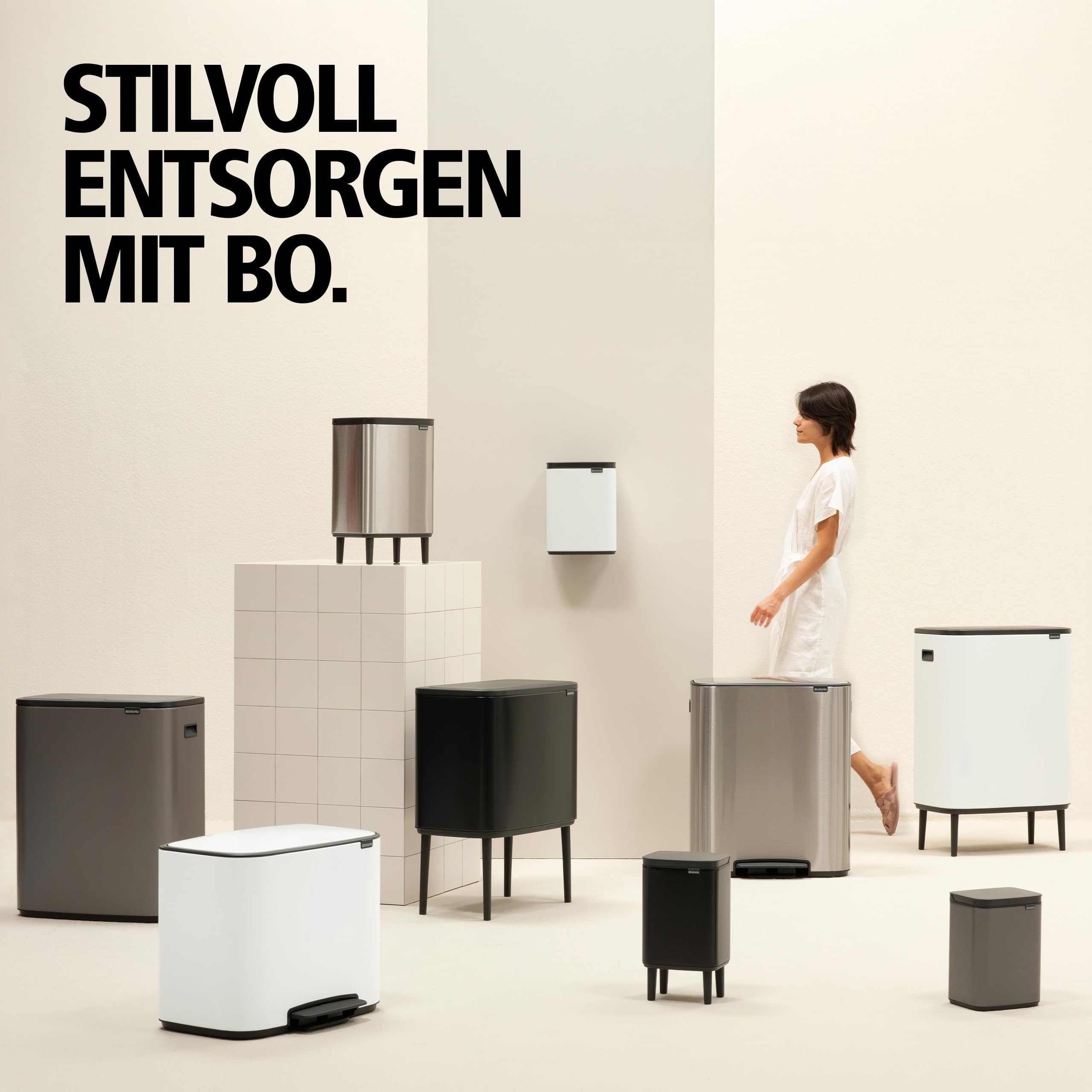 Brabantia Bo Treteimer 7 L (schwarzgrau), platzsparender Mini Mülleimer mit Soft-Close-Funktion und leichtgängigem Pedal, Badmülleimer mit herausnehmbarem Inneneimer, inklusive PerfectFit Müllbeuteln