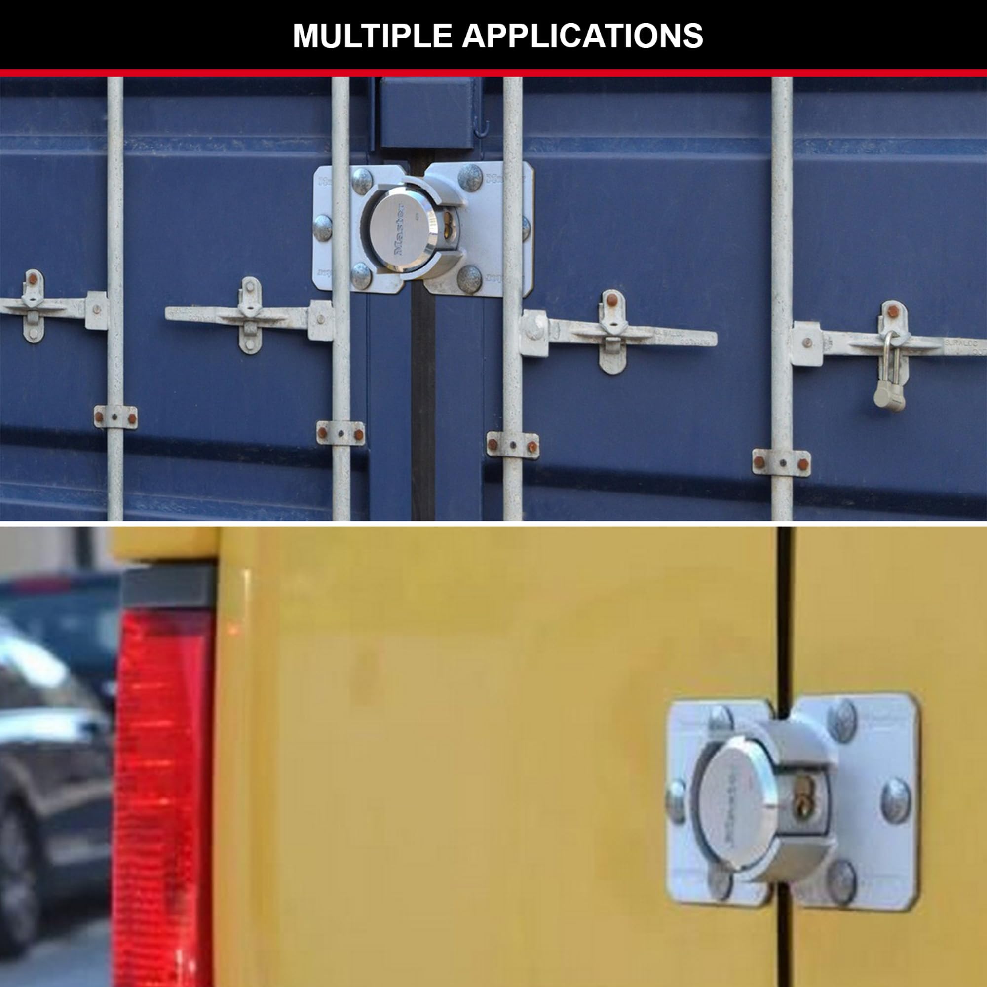 Master Lock 736EURD Antivol pour Porte de Véhicule Utilitaire, Cadenas et Moraillon Haute Sécurité, Idéal pour les Fourgonnettes, les Camions, les Garages, les Entrepôts Argent