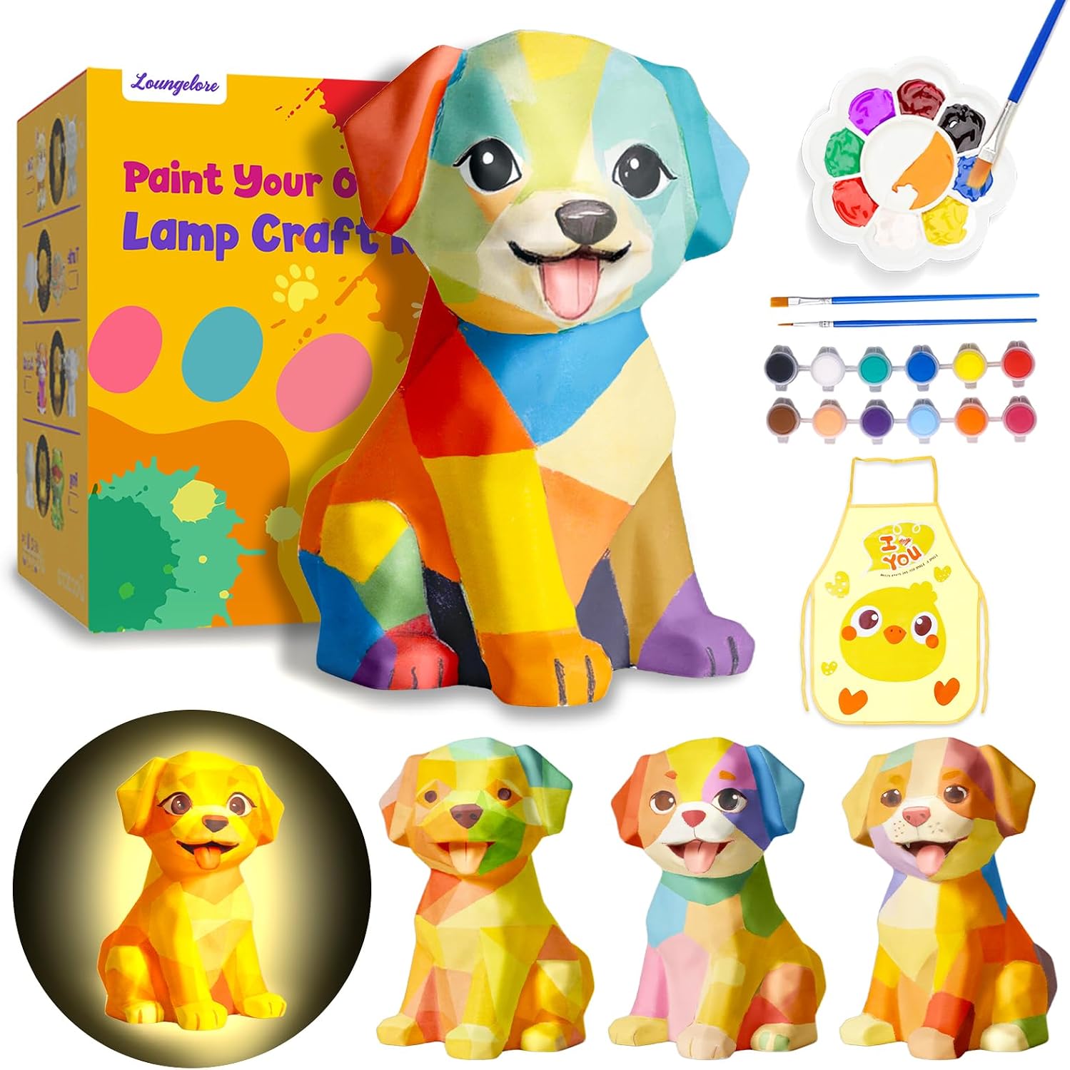 Paint Your Own Dog Lamp Kit, DIY Dog Night Light Craft Kits for Kids