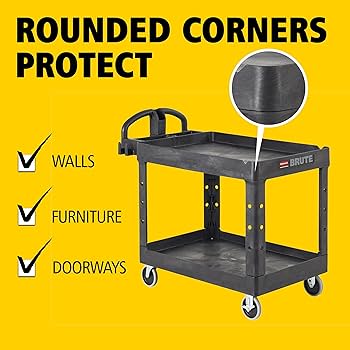 Rubbermaid Commercial Products 2-Shelf Utility/Service Cart Medium