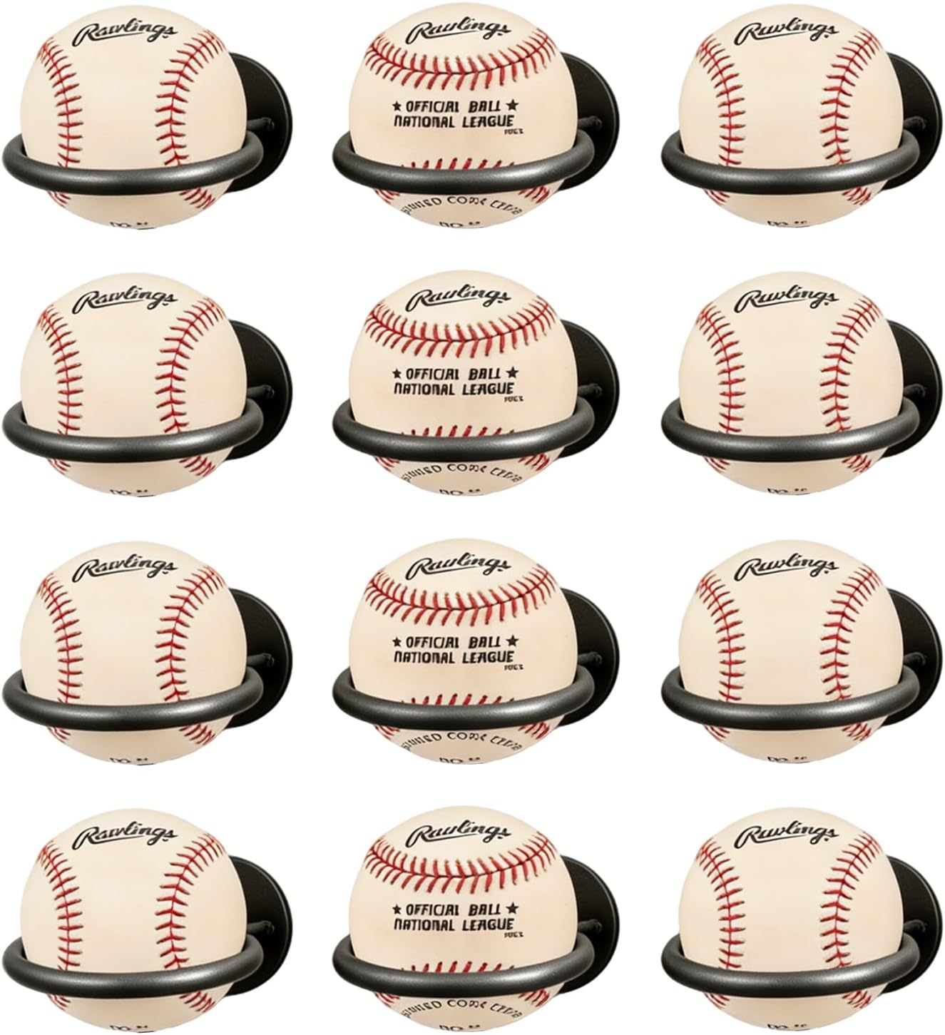 12 Pack Baseball Softball Display Memorabilia Holder Baseball Wall Mount Holders Holders Heavy-Duty Wall Mount Rack for Collectibles Black Hardware Included