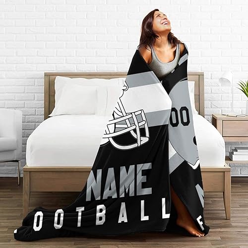 Miniatura 3 de SEAGGS Manta personalizada con diseño de ciudad de fútbol americano, decoración personalizada, manta impresa para añadir cualquier nombre y número,