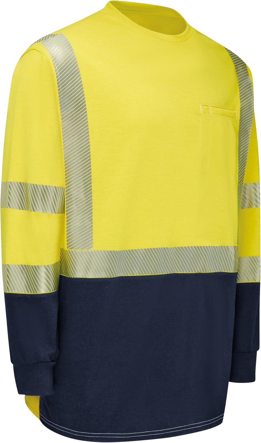 Bulwark FR Men's Bulwark Hi-Visibility Lightweight Colorblock Long Sleeve T-Shirt