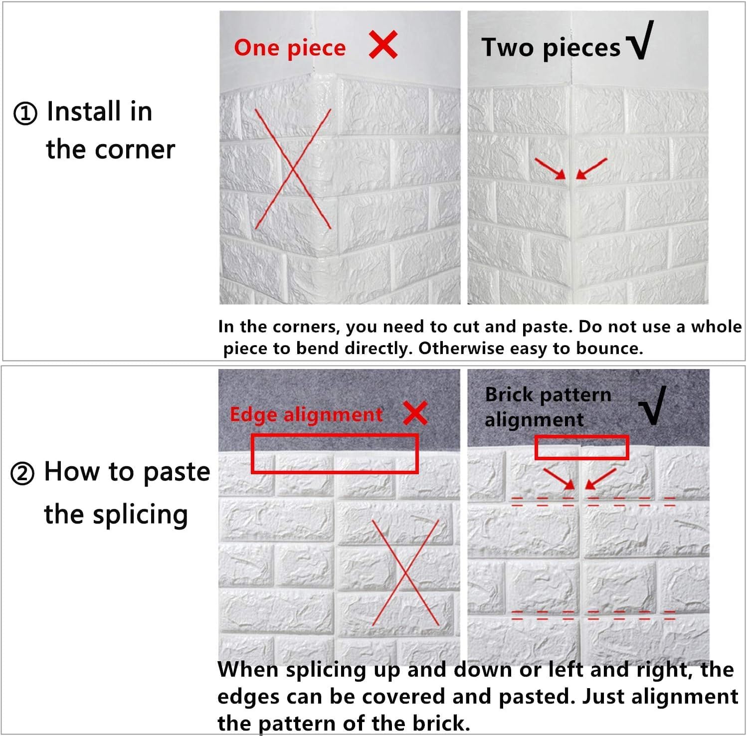 Brick Wallpaper PE Foam self Adhesive Brick Design Wall Stickers/DIY Wallpaper for Home Hotel Living Room Bedroom Cafe Deco (70 x 77 cm) (White)