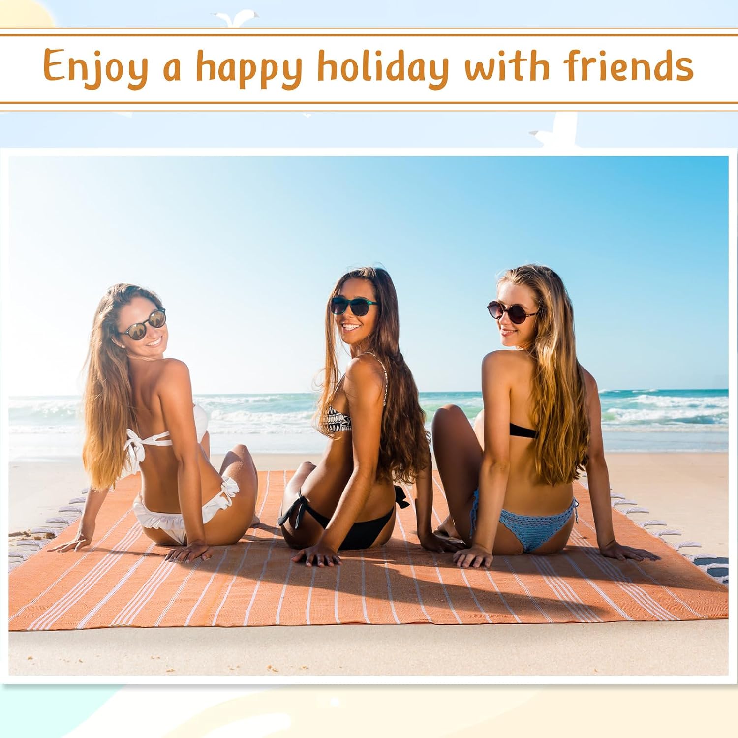 Oudain 2 Packs Oversized Turkish Beach Towel, 61" x 82" Extra Large Cotton Beach Blanket for Adults Bath Supplies, Travel Lightweight Sandproof(Orange)