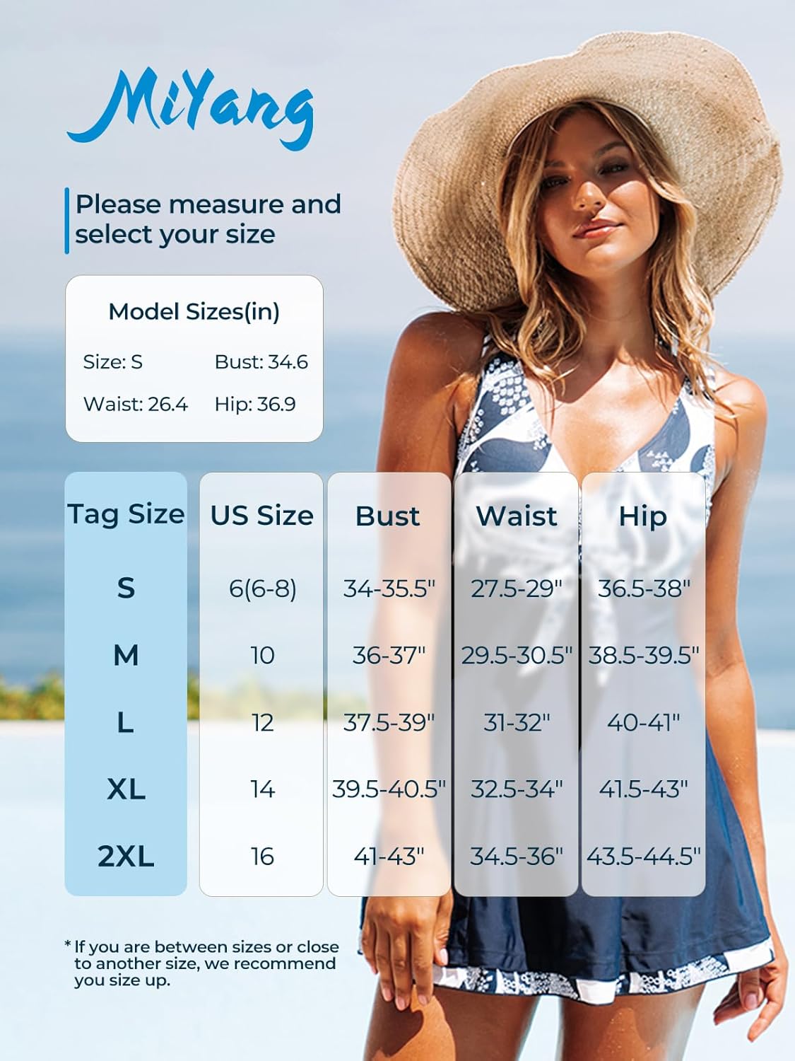MiYang Women's One Piece High Waist Printing Swim Dress Padded Swimwear