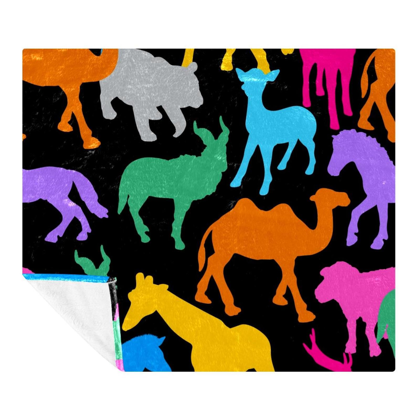 Couverture polaire légère anti-froid en microfibre 150x130cm motif animaux sauvages