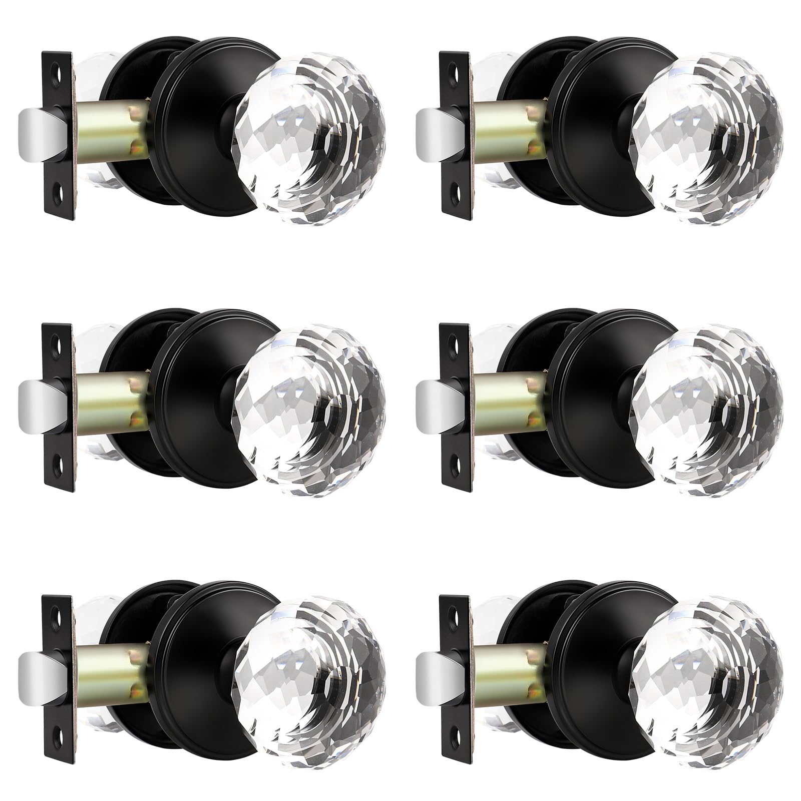 Elegant Black Crystal Door Knobs - 5 Pack -18