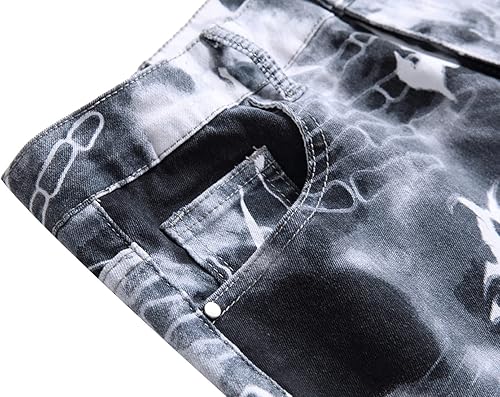 Miniatura 4 de Jeans ajustados elásticos para hombre, pantalones casuales con estampado de moda, cómodos, con cintura flexible