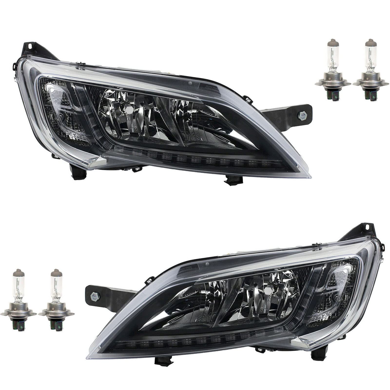 Johns, Faro adatto per Peugeot Boxer III cromato LED sinistro e destro + luminoso.