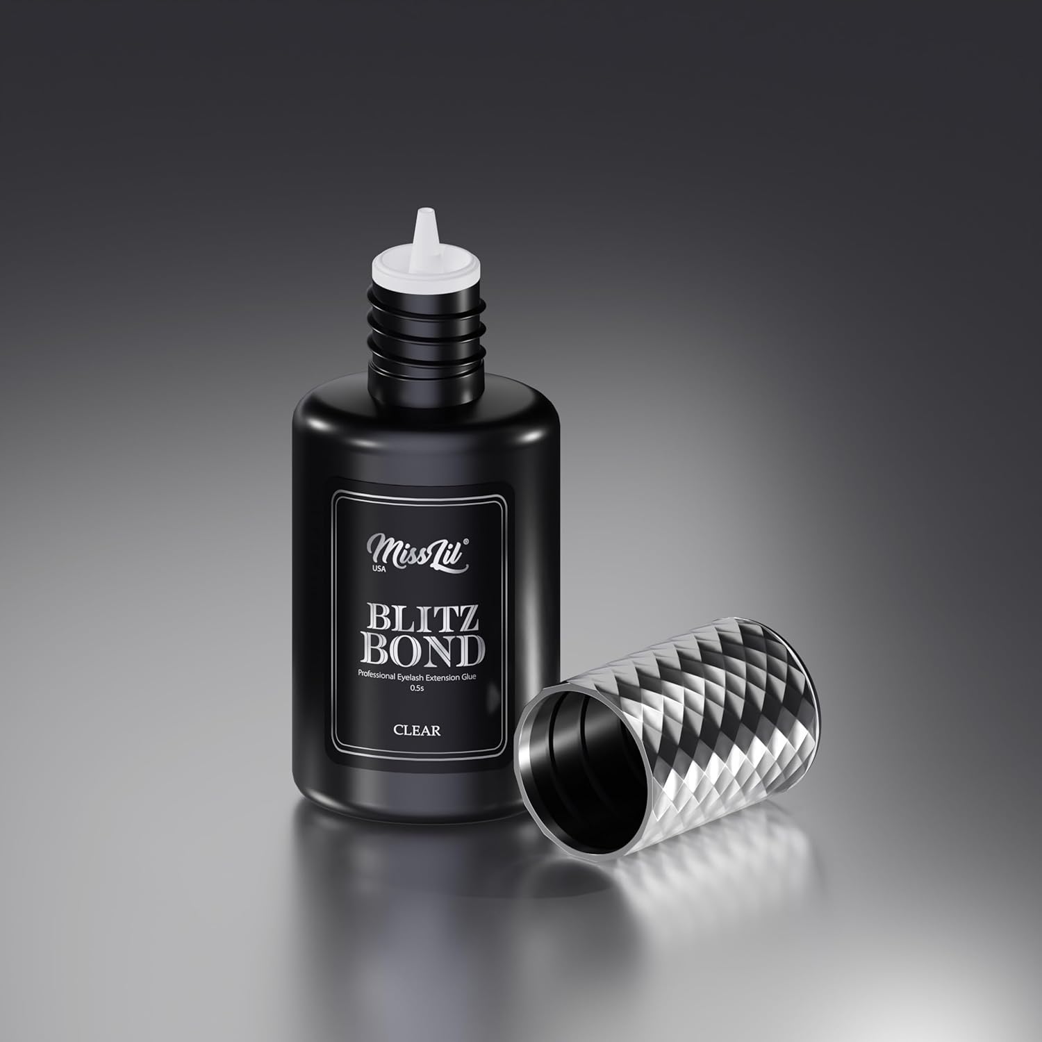 Eyelash Extension Glue - Miss Lil USA, Extra Strong Professional Lash Extension Glue (5ml), 0.5 Sec Drying Time, 8-9 Weeks/Max Bonding Power, Latex Free Lash Adhesive, Professional Use Only (Clear)