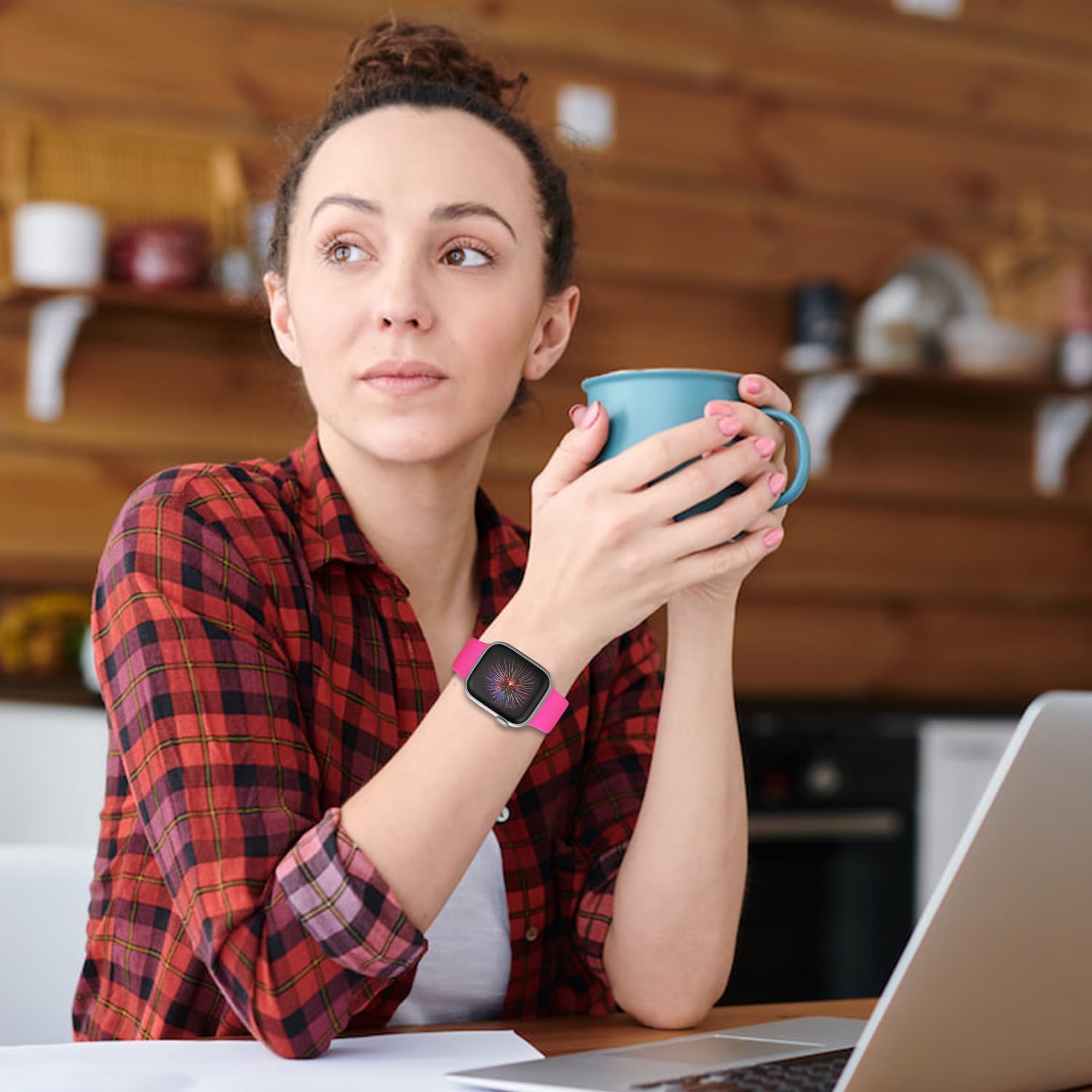 Sport Bands Compatible with Apple Watch Band 38mm/40mm/41mm/42mm/44mm/45mm/49mm Women Men,Soft Silicone Strap Compatible with iWatch Ultra2/Ultra Series10/9/8/7/6/5/4/3/2/1/SE Hot Pink - Image 6