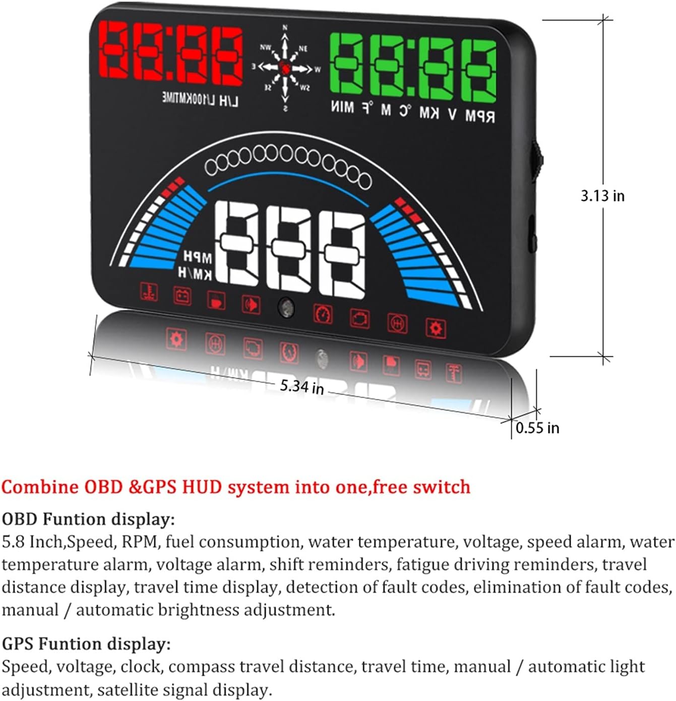 S7 HUD Head Up Display Car OBD2 GPS Temperatura Speedometer For Auto Accesso Electronics Data Diagnostic Tool