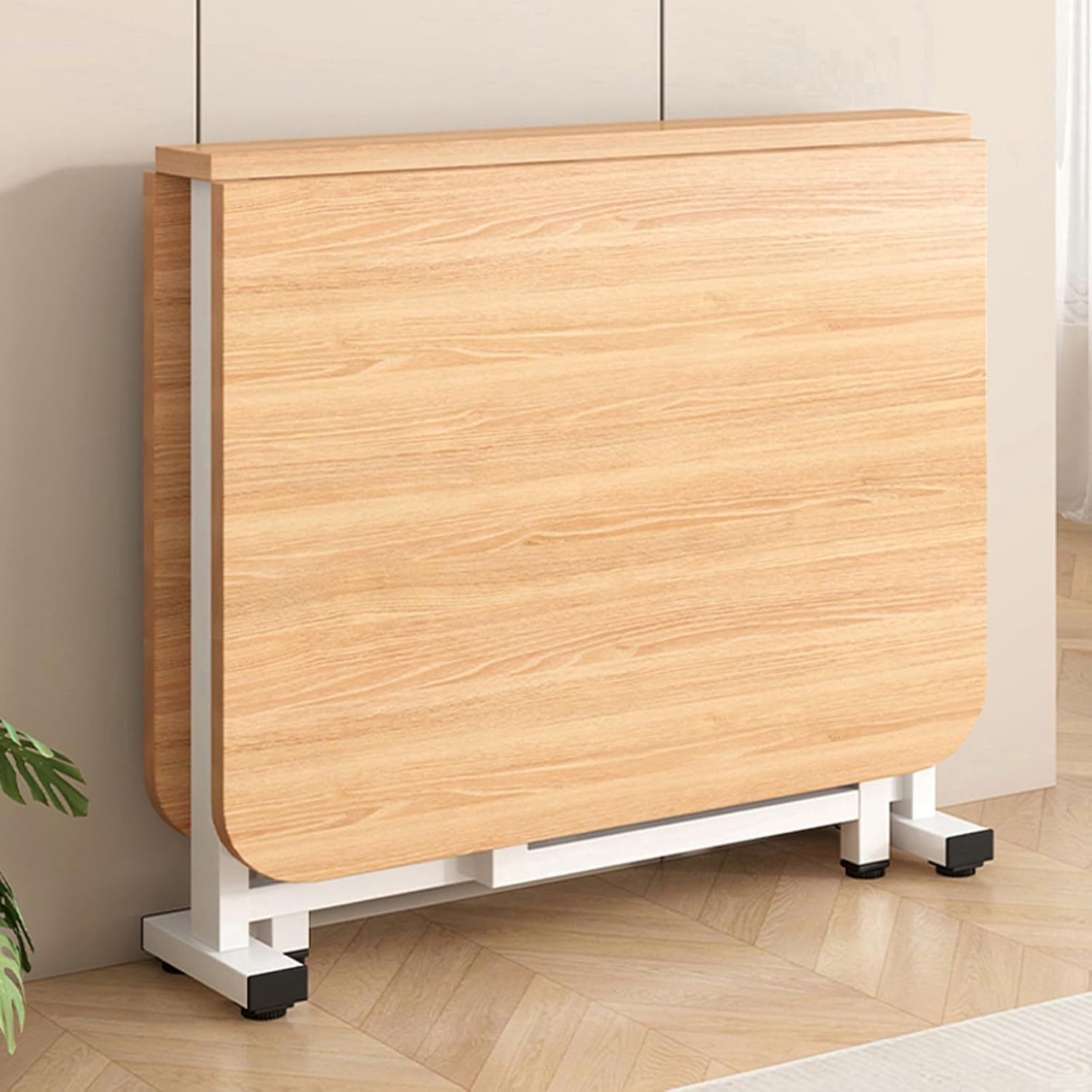 Multifunction Drop Leaf Dining Table, Farmhouse Expandable Folding Wooden Table, Portable Kitchen Table for Small Spaces, Living Room, Bedroom(120x80x75cm/47.2x31.5x29.5in, Natural)