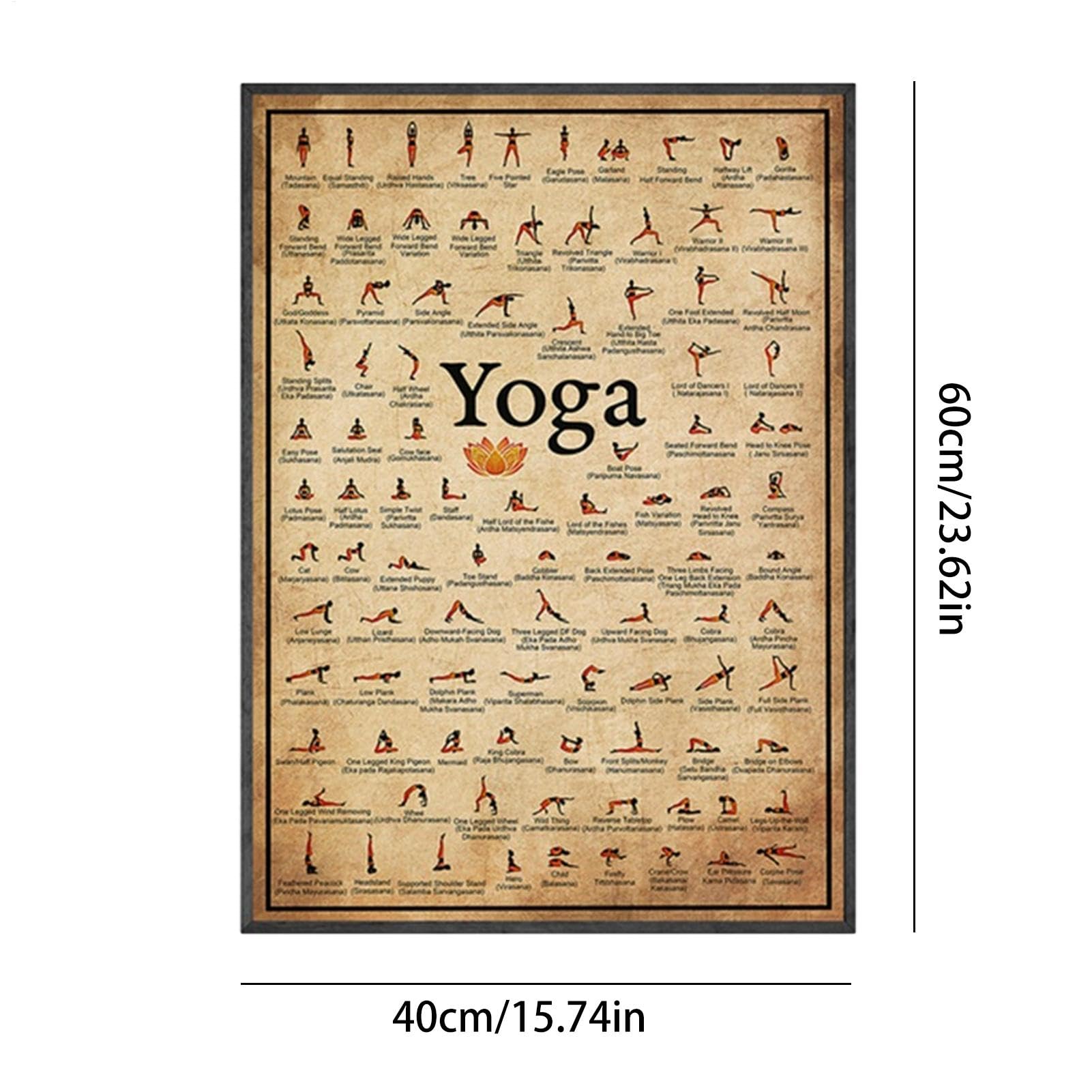 Poster Di Yoga Per La Palestra A Casa – Poster Di Asana Yoga Per L'allenamento Completo Del Corpo | Tabella Di Posizioni Di Yoga In Palestra Per Gli Amanti Di Yoga Per Aumentare