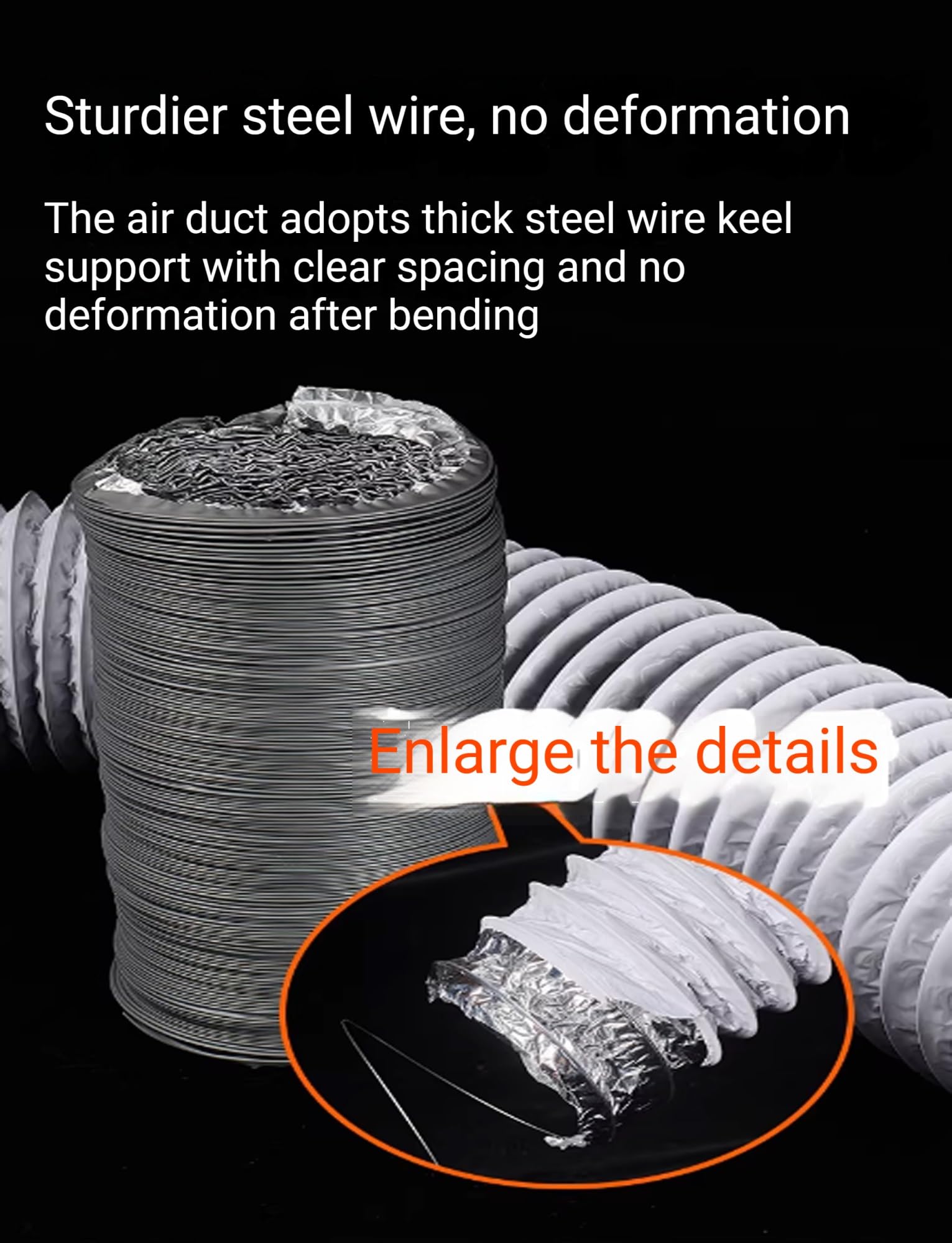 Tubo flessibile portatile di scarico del condizionatore d'aria, 236" condotta di alluminio flessibile dello sfiato dell'essiccatore, ventilazione di HVAC