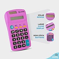 Vista 15 de Calculator Red, Basic Small Solar and Battery Operated, Large Display Four Function, Auto Powered Handheld Calculator School and Kids Available in