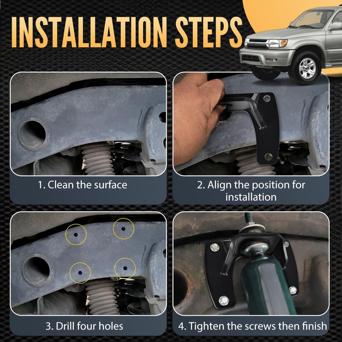 2PCS Rear Upper Shock Mount Bracket,Rear Upper Suspension Strut Springs Outboard Relocation Repair Kit Shock Absorber Axle Replacement for Toyota 4runner 1996-2002