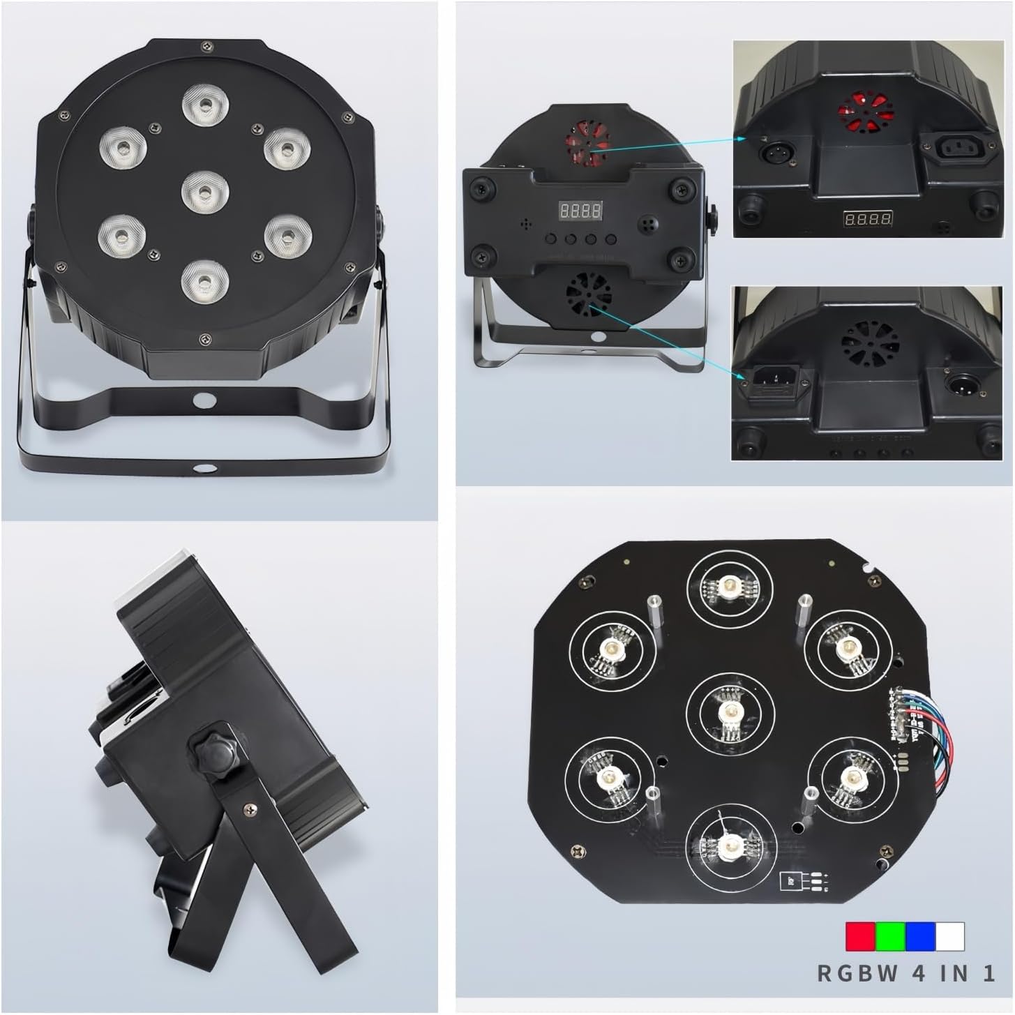LEDパーステージライト 7X12W RGBW 4イン1 ウォッシュステージ照明 サウンドアクティベート&amp;DMXコントロール