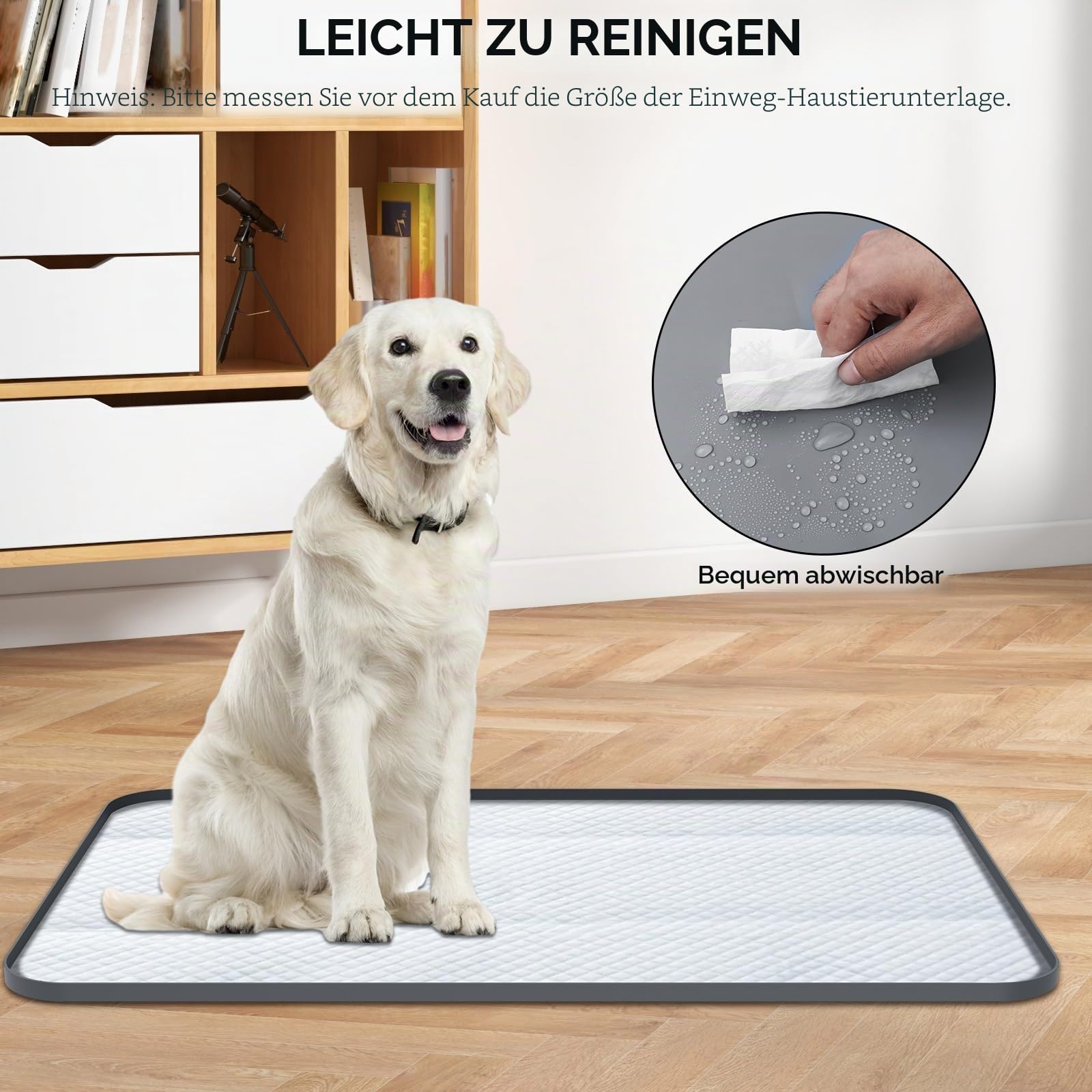 Pinkel-Pad-Halter, Silikon-Welpen-Pad-Halter, auslaufsichere Matte mit 1,5 cm erhöhtem Rand, 92 x 64 cm, Welpen-Töpfchentrainingstablett, rutschfester und waschbarer Bodenschutz für kleine bis große