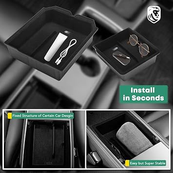 YHTAUTO Center Console Organizer Tray Armrest Drawer Organizer for Tesla Model Y Juniper 2025 2026(Premium & Performance), Tesla Model 3 Highland 2024 2025 2026 Center Console Tray Storage Accessories