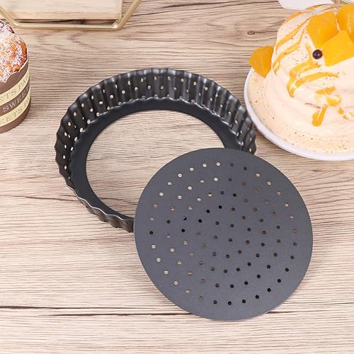 Miniatura 3 de Cabilock Bandejas redondas para hornear para horno, bandeja de pizza pequeña para horno, latas de flan con base suelta, estaño para tartas