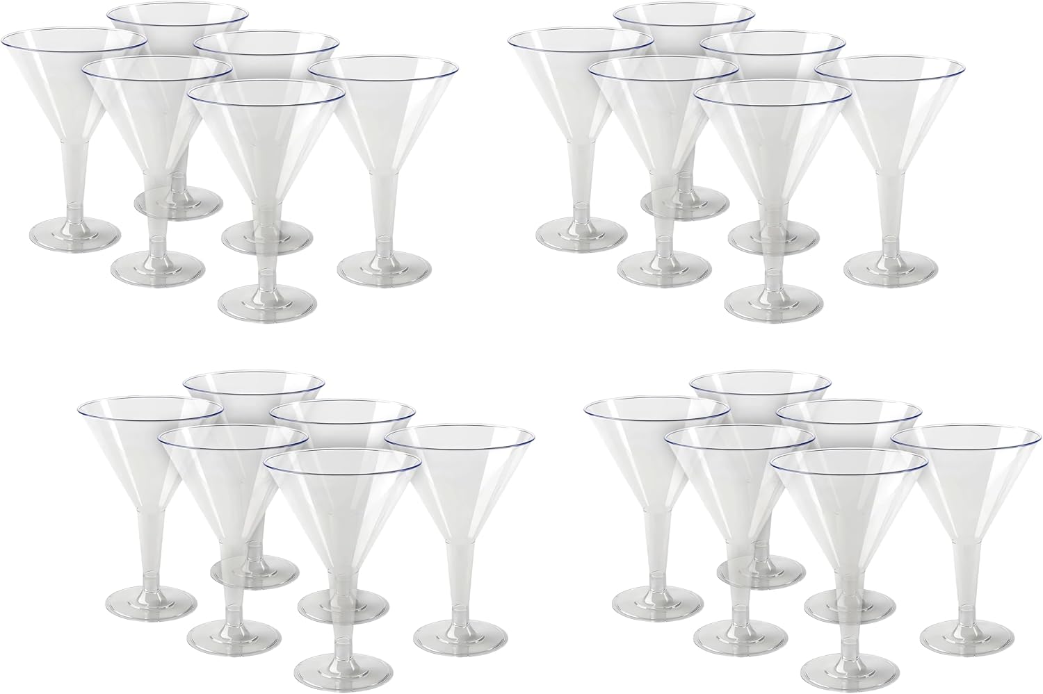 Elegant Clear Plastic Martini Cups - 6 oz. (6 Count) - Premium Plastic Cocktail Glasses & Party Drinkware, Perfect Party Supplies for Birthdays, Weddings or Everyday Use (Pack of 4)