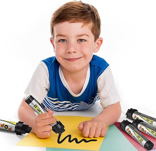 Miniatura 5 de 3 marcadores de pintura acrílica de 0.78 pulgadas Jumbo negro a base de agua, rotulador permanente de cincel ancho para piedra, cerámica, vidrio,
