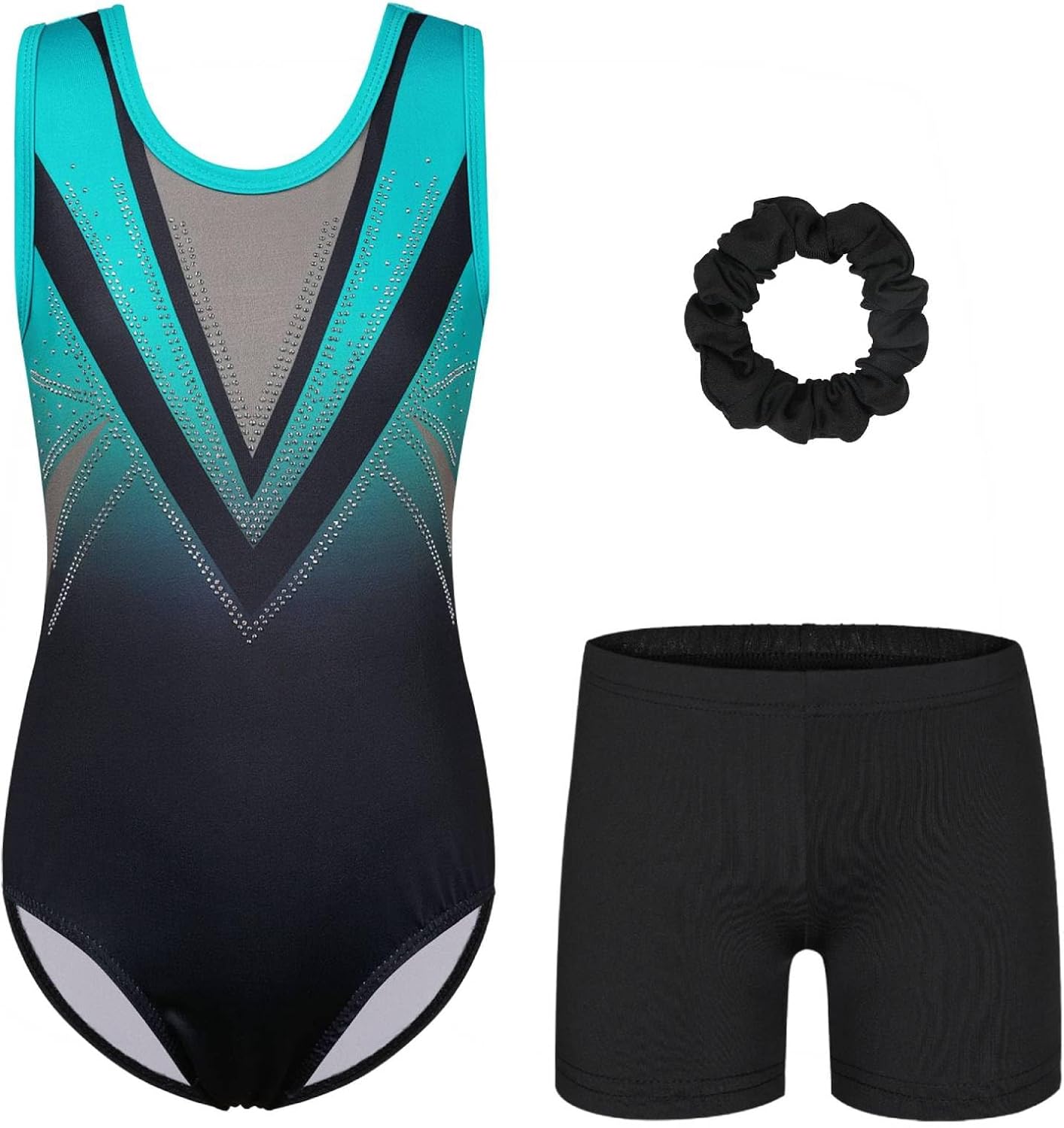 BAOHULU Girls Gymnastics Leotard Set with Shorts & Scrunchie for 3‑14 Years