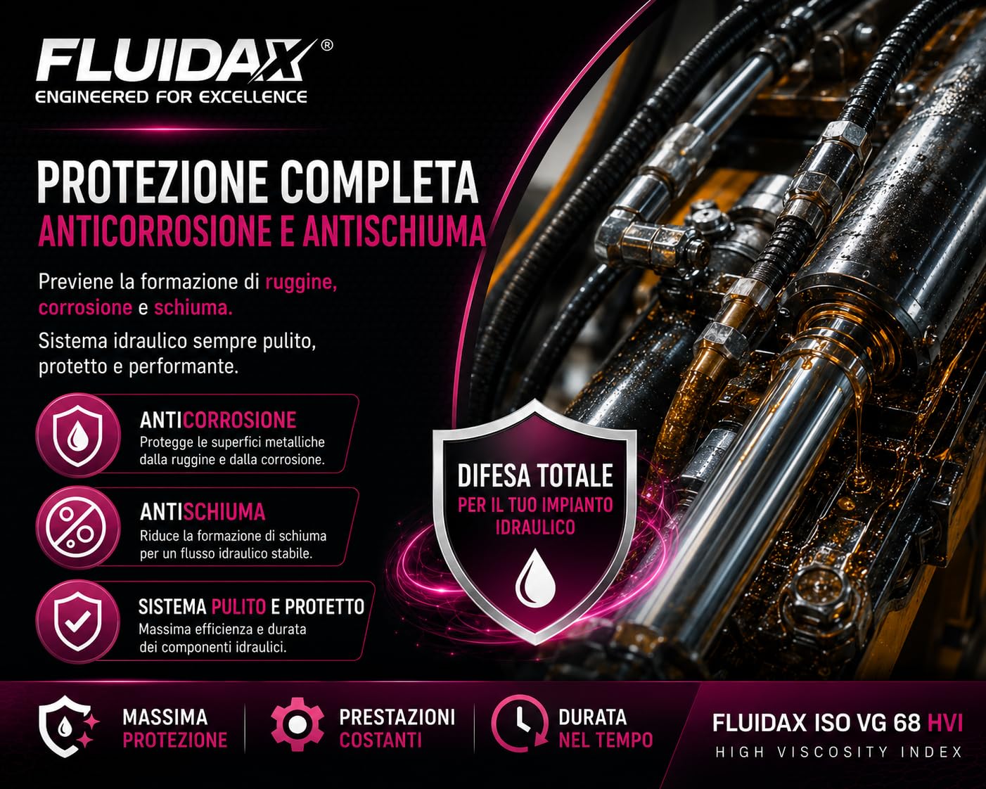 Olio Idraulico ISO VG 68 HVI 5L – Olio Oleodinamico HVLP ad Alto Indice di Viscosità – Antiusura, Antiossidazione e Anticorrosione – per Macchine Agricole, Movimento Terra e Sistemi Idraulici