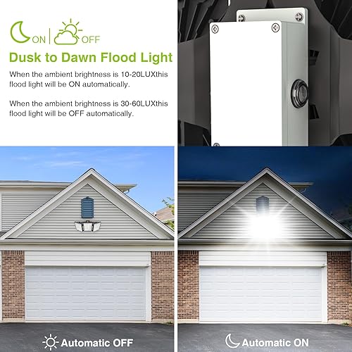 Miniatura 3 de STASUN 150W Luz de inundación LED de atardecer a amanecer, 15000 lm 6000 K Super brillante para exteriores, IP66 Impermeable, Ángulo amplio, Luz de