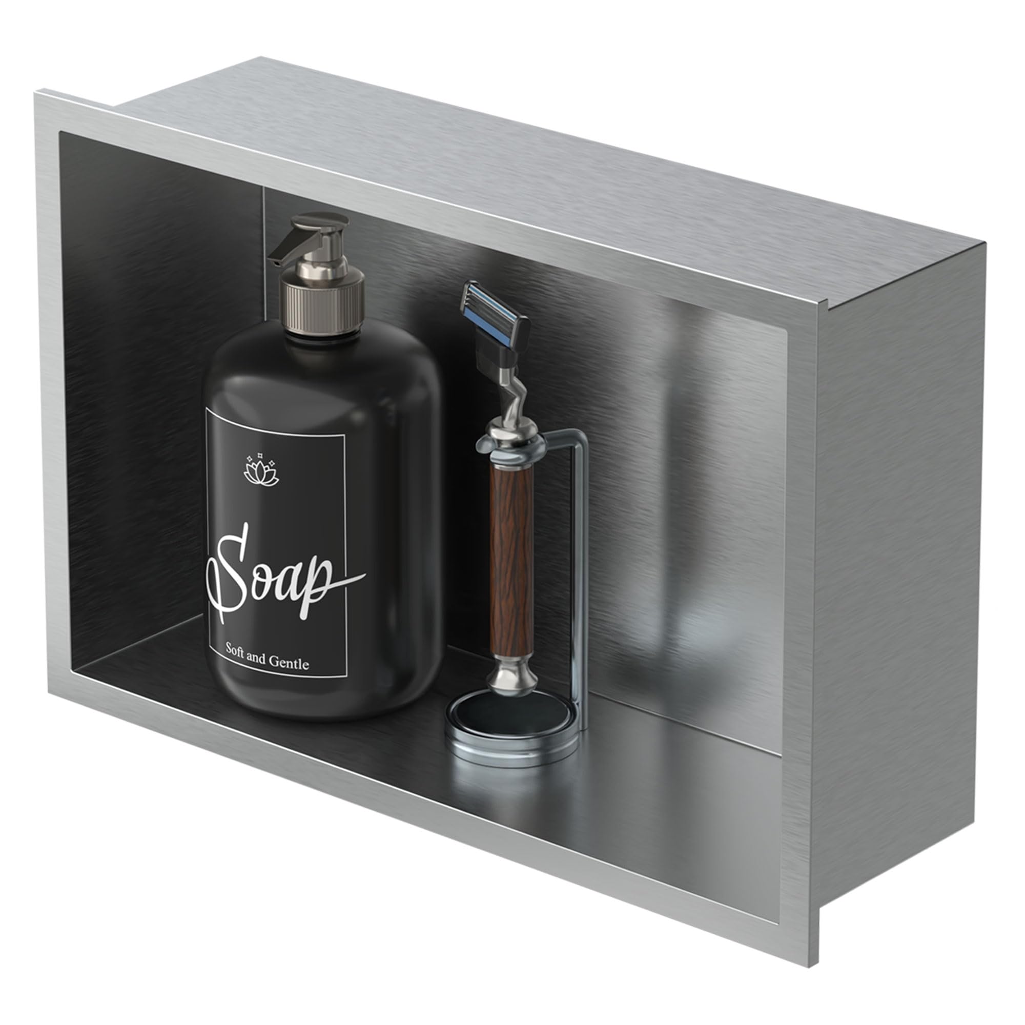 LuxeBath Nicchia a Muro in Acciaio Inox 20x30x10 cm Argento Nicchia per Doccia con Telaio Ripiano Incorporato