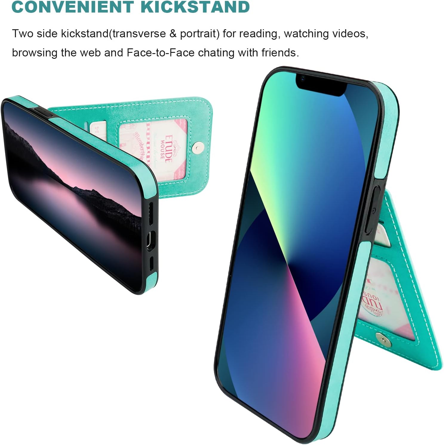 Vaburs Wallet Case for iPhone 13 Pro Max, Kickstand Case with Credit Card Holder, Embossed Mandala Floral Pattern Premium PU Leather Magnetic Closure Shockproof Protective Flip Cover 6.7" (Green)