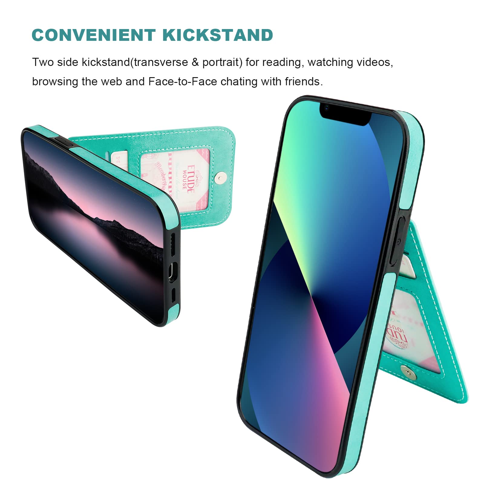 Vaburs Funda tipo cartera para iPhone 13 Pro, funda con función atril y tarjetero de crédito, patrón floral de mandala en relieve, piel sintética, cierre magnético, a prueba de golpes, funda