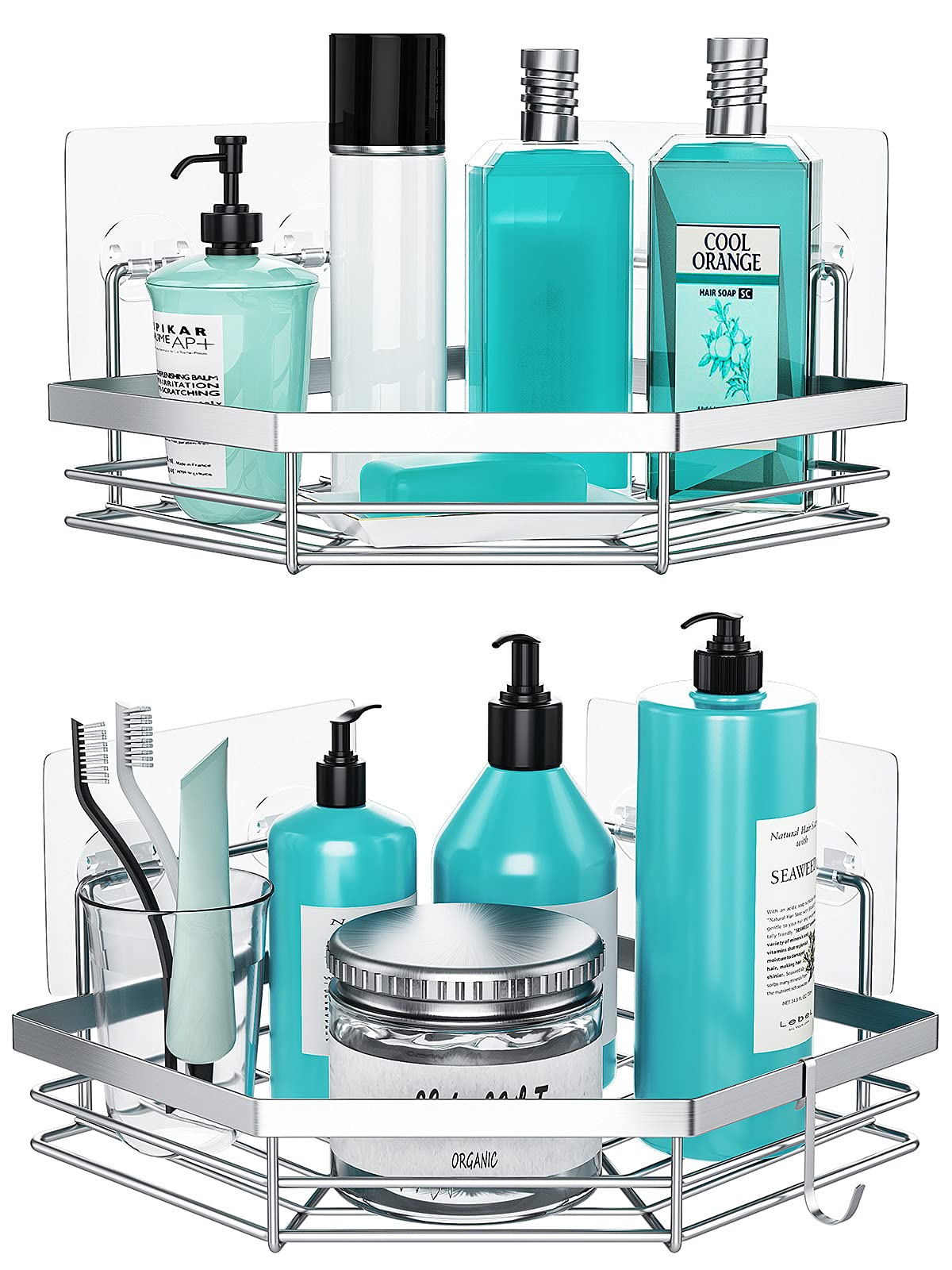 Buy Corner Shower Caddy with Hooks, 2 Pack Rustproof SUS304 Stainless